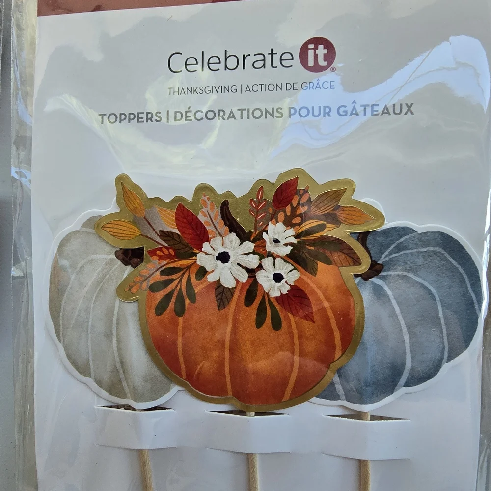 Celebrate It Autumn Pumpkin Cake Topper & Cup Set - Orange and White